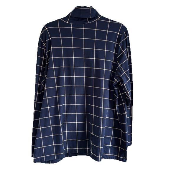 Set of 2 Lands’ End Turtleneck Shirts Red Plaid & Blue Windowpane Size 2X - Picture 6 of 10